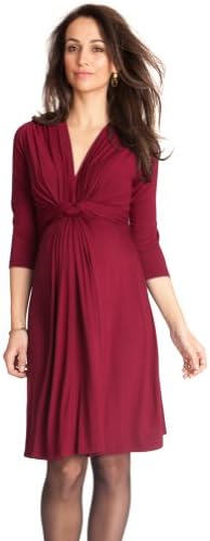 Seraphine Maternity Women's Claret Red Knot Front Maternity Dress