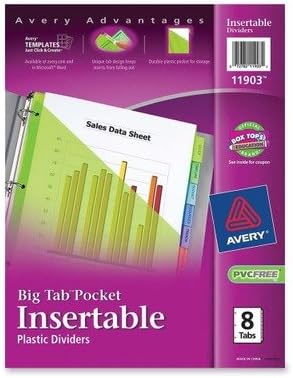 (3 Pack Value Bundle) AVE11903 Big Tab Plastic Dividers, Slash Pocket, 8-Tab, Letter, Assorted