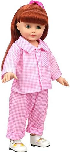 Pink Pajamas Doll Clothes 2 Pc Checks Pattern Sleepwear fits 18 Inch Doll American Girl Dolls Madame Alexander (DO NOT include doll &amp; shoes)