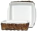 Woven Rattan Square Basket with White Ceramic Baker Liner 7 3/4" x 7 3/4" x 3 1/2"H
