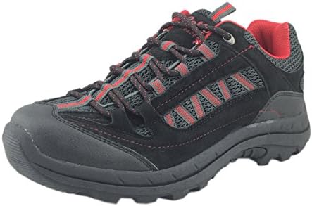 Vanlly Men's Low Top Walking Sneaker Hiker Hiking Shoe (10 D(M) US, Black/Red)