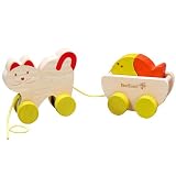 Everearth Wooden Pull Along Cat & Fish