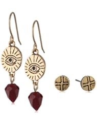 The SAK Disc Duo Brick Red Drop Earrings Jewelry Set