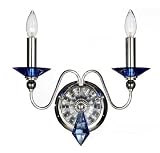 Schonbek 9672-40SP Silver / Sapphire Jasmine Crystal Two Light Up Lighting Wall Sconce from the Jasmine Collection