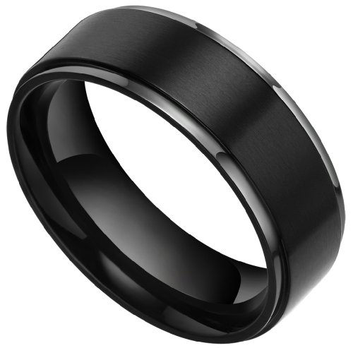 Black Flat Brushed Matte Titanium Wedding Bands Rings for Men Women ... Black Flat Brushed Matte Titanium Wedding Bands Rings for Men Women ...
