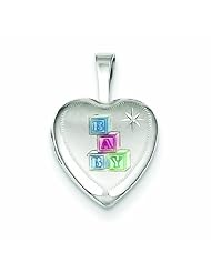 Genuine .925 Sterling Silver Enamel Baby Blocks 12mm Heart Locket 1.3 Grams. 100% Satisfaction Guaranteed.
