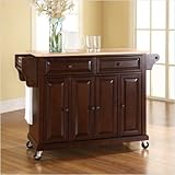 Crosley Furniture Natural Wood Top Mahogany Kitchen Cart