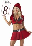 Sexy Womens Costume Fight Night Red Boxing Ring Card Girl Outfit with Licensed Everlast Panties