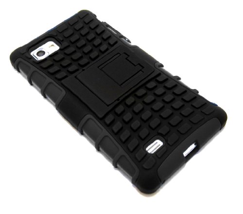 LG Optimus 4X HD P880 case cover by Cell-Nerds NerdShield [Armor Series] with Built-in Kickstand (Black)