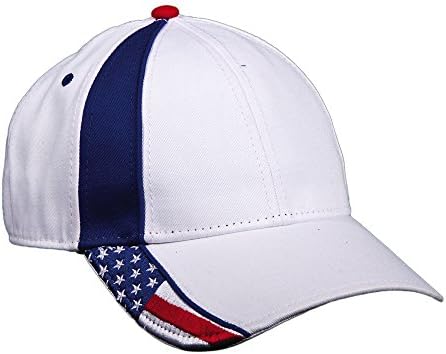 DPC Outdoor Design Mens Cotton USA American Flag White Baseball Cap, American Flag