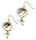 Cream and Gold Kazuri Earrings by SilverChicks - One of a Kind