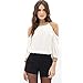 Sunward(TM) Women Long Sleeve Chiffon Off Shoulder Shirts (XLarge, White)