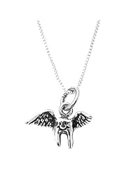 Sterling Silver Three Dimensional Tooth Fairy Necklace