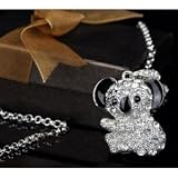 8 GB Koala Bear Shape Crystal Jewelry USB Flash Drive Necklace - silver
