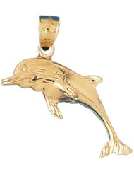 Dazzlers Solid 14 karats gold Dolphin Charm Pendant Available in three colors from jewelsberry (weights: 13.9 grams only)