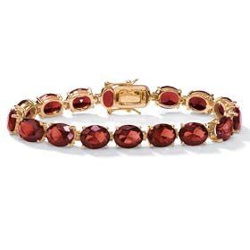 14K Gold-Plate Garnet-Colored Glass Tennis Bracelet