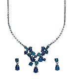 Code Red Blue Crystal Drop Necklace and Earring Set