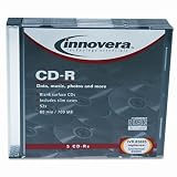 Buy ~:~ INNOVERA ~:~ CD-R Discs, 700MB 80min, 52x, w Slim Cases, Blank Surface, SR, 5 pk by Innovera