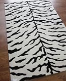 Rugs USA Contemporary Wool Handmade Zebra 6 x 9 black Area Rug