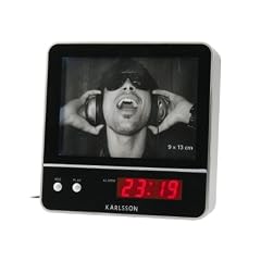 Karlsson KA4420 Bilderuhr silbern mit rot LED