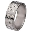 Flat Brushed Titanium Ring with Cross Design (8.0 mm) With Wood Box - Sizes 8-12