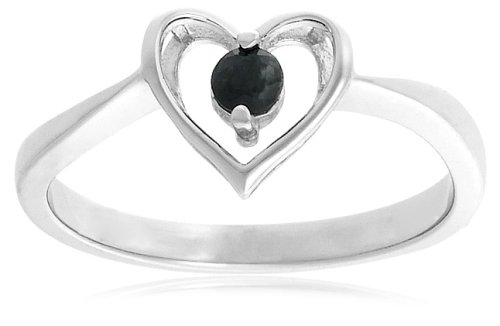 Sapphire Heart Sterling Silver Ring