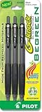 Pilot G-Knock BeGreen Gel Ink Retractable Ballpoint Pen, Fine Point, Black, 3-Pack (31502)
