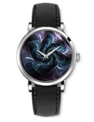 SPRAWL Aanalog Fashion Series Silver Ladies Watches of Genuine Black Leather Strap,Unique Wrist Watch for Women Girls Designed with Simulation of a flower