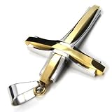U2U High Quality Stainless Steel Jewelry Pendant -316l High Polish Surface Cross Necklace Pendant -Gold(chains:2) ~ U2U