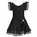 FEESHOW Kids Girls' Ruffle Flutter Sleeve Gymnastic Leotard Ballet Tutu Dress Skirt Princess Dance wear Costumes Black 5-6