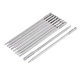 uxcell　六角ねじ回しビット　10個入り　150mm　磁気　ハードウェアツール　シルバートーン