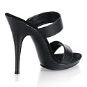 5 Inch Sexy High Heel Shoe Two-Band Slip On Mule Slide Black Tan
