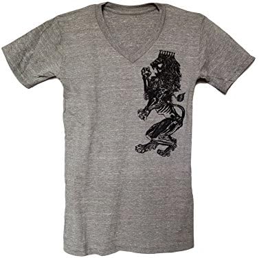 Devils May Care Men's "I am King" Unisex Graphic Tee V Neck Medium Heather Grey