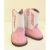 Western Cowgirl Cowboy Boots Fits American Girl Doll 18 Inch Doll Boots * Pink and White*
