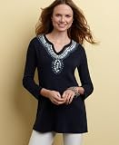 Charter Club Tunic, Three Quarter Sleeve Embellished Neckline