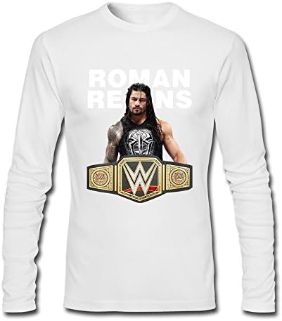 FANNG Men's Roman Reigns 2016 Boxing Heavyweight Champion Long-sleeve T Shirt White L