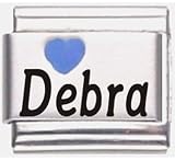 Debra Dark Blue Heart Laser Name Italian Charm Link