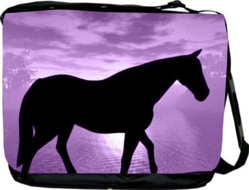 Horse Silhouette on Purple Design Messenger Bag – School Bag – Laptop Bag – Reporter Bag – Unisex – Ideal Gift for all occassions!