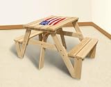 Lohasrus Kids Picnic Table 20331 – Passed Safety Standards ASTM F963-07, Dual Non-toxic Clear Painted Fir, for ages 2 to 6, Free Drawing Book
