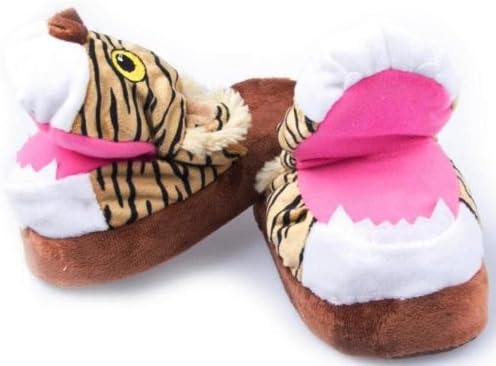 Wacky Walkers Toddler, Children & Young Adult Size Brown Tiger Animal Animated Mouth House Slippers