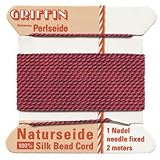 Silk Bead Cord (Griffin) - Garnet - 2m - No.5 : Pack of 1 Card