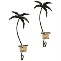 Luca Bella HomeTM 2pc Tropical Palm Wrought Iron Wall Sconce Set