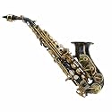 Cecilio 2Series Black Nickel Plated w/ Gold Plated Keys Curved Soprano Saxophone w/ Case and Accessories