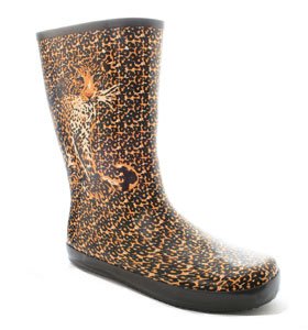 Actual leopard printed onto wellington boots