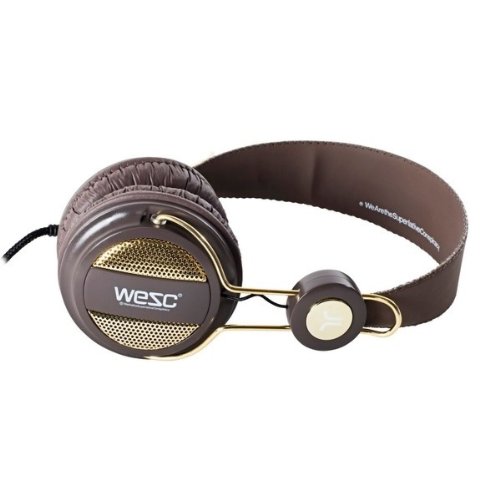 WESC Oboe On Ear Headphones in Chocolate Brown & Gold