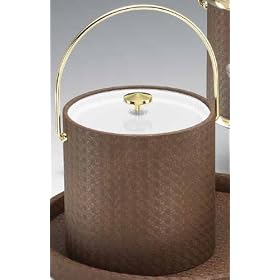 Kraftware 43366 Wicker Walnut 3 Quart Ice Bucket with Bale Handle and Lucite Cover by Kraftware