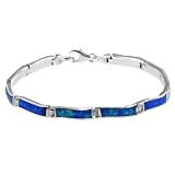 Sterling Silver Blue Opal Link Bracelet