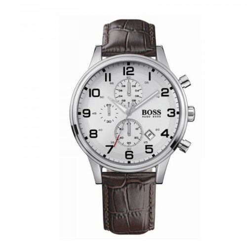 Hugo Boss Gents Stainless Steel Watch with Leather Strap Hugo Boss Gents Stainless Steel Watch with Leather Strap