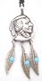 Southwestern Style Coin & Feathers Turquoise Color Pewter Pendant