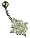 Titanium Cubic Zirconia Flower Body Bar